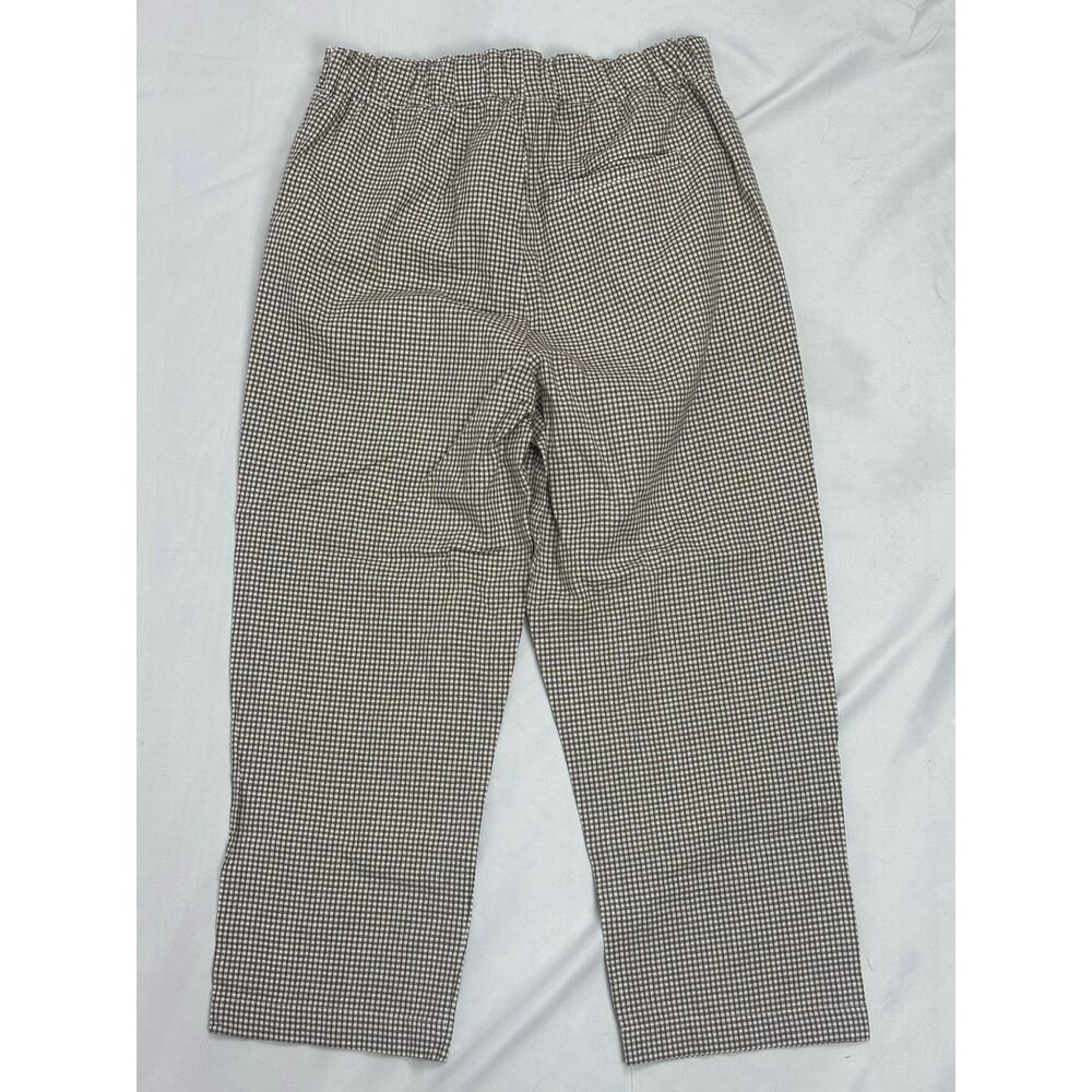 Free People Neutral Gingham Micro-Check Straight Leg Pants XS